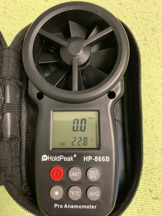 Анемометр, цифровий вимірювач швидкості вітру та температури HoldPeak