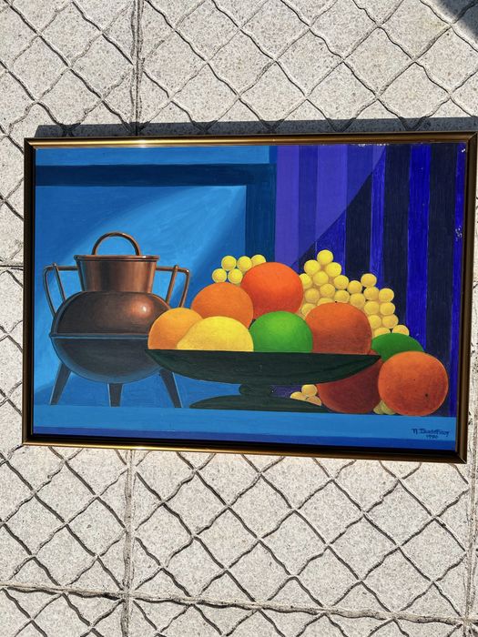 Quadro Original – Natureza Morta com Frutas (Assinado, 1990)
