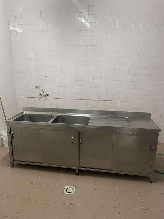 Bancada aço inoxidável - Pia dupla industrial