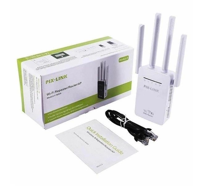 Репітер підсилювач WiFi сигналу з 4-ма вбудованими антенами Pix-Link