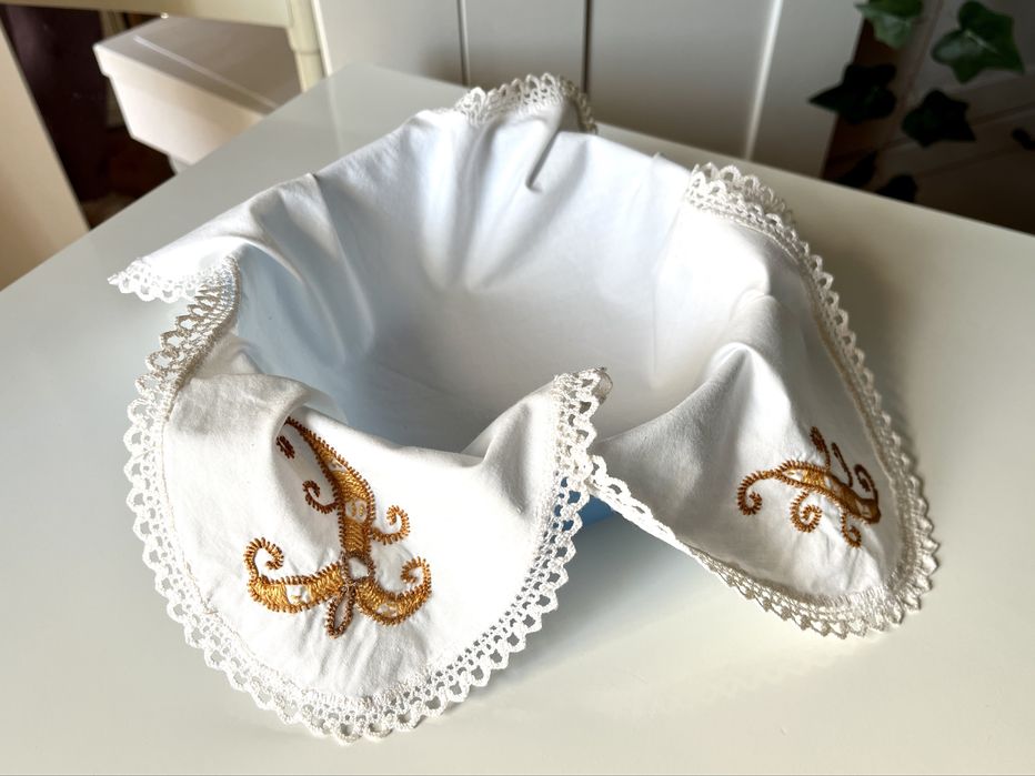 Pano para cesto do pão com bordado das Caldas