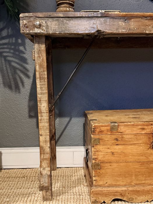 aparador consola mesa bancada trabalho teca indiana oriental rustica