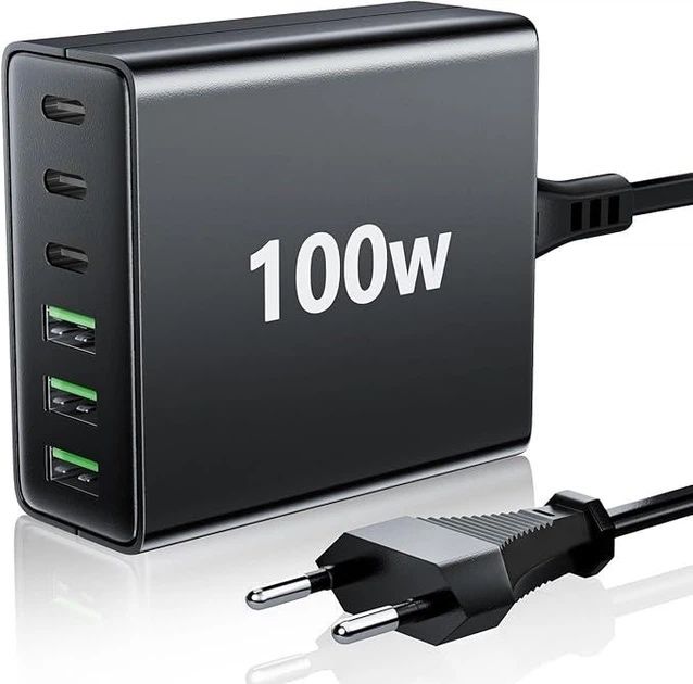 Зарядний пристрій GaN 100W на 6 портів USB-C USB-A, модель Z9A