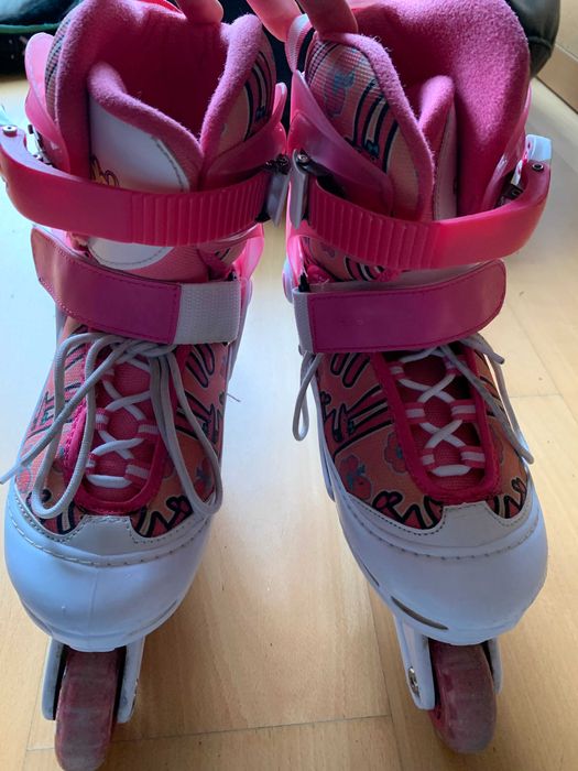 Patins em linha menina + capacete