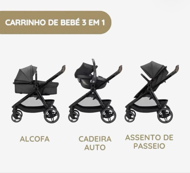 Maxi-Cosi Zelia S Trio (carro, ovo, alcofa/assento, saco) – Excelente Estado