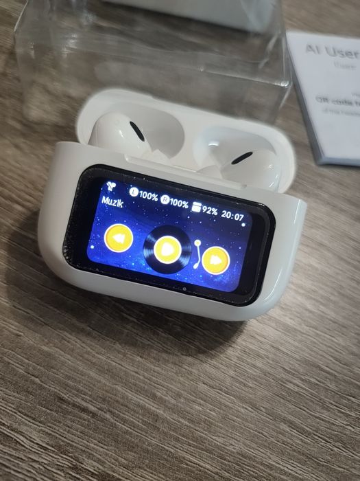 Бездротові навушники ERAZER A9 Pro2 з сенсорним екраном у зарядному кейсі білі