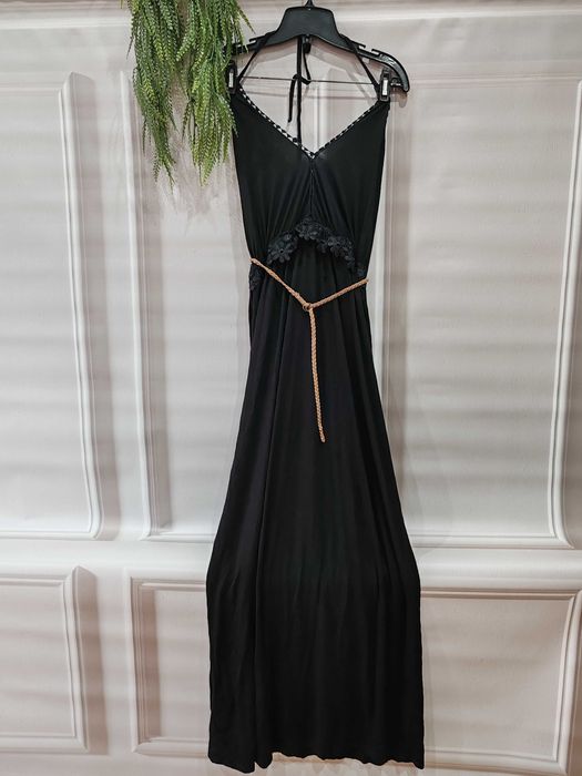 Czarna letnia maxi sukienka Boohoo rozmiar 48 wiskoza/elastan