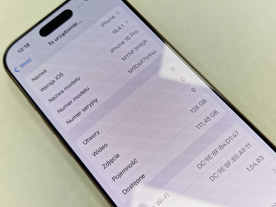 Iphone 16 PRO 128GB/ Desert Titanium/ A3293/ BAT 93%/ Grade A + ładow