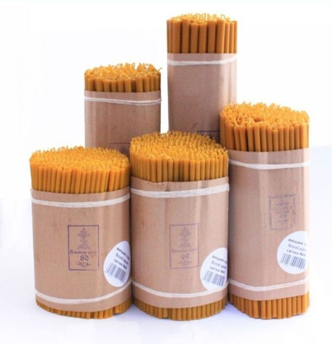 Свічки Воскові різної довжини, товщини бжолиний віск. Восковые свечи.