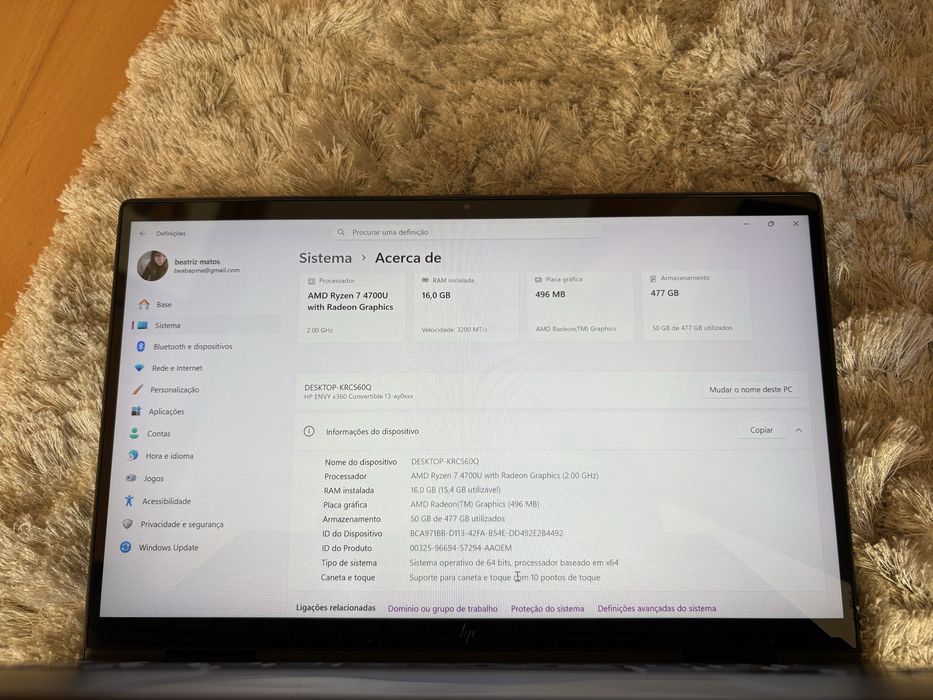 HP ENVY x360 Convertible 13 – Ryzen 7 | 16GB RAM | 512GB SSD | Touchscreen + Caneta digital