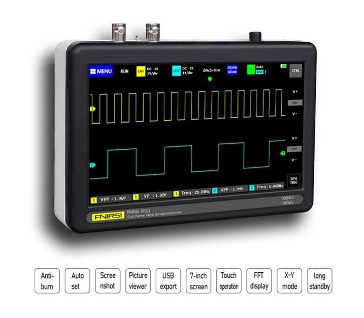 Портативний цифровий осцилограф FNIRSI 1013D, 2CH, 2x100 МГц, 1 Гвиб/с