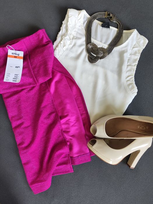 Spódnica MIDI ołówkowa maxi koszula bluzka chrzest wesele szpilki