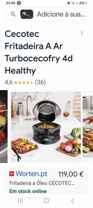 Fritadeira de ar quente de 3,5 L com 1350 W TurboCecoFry 4D Healthy.