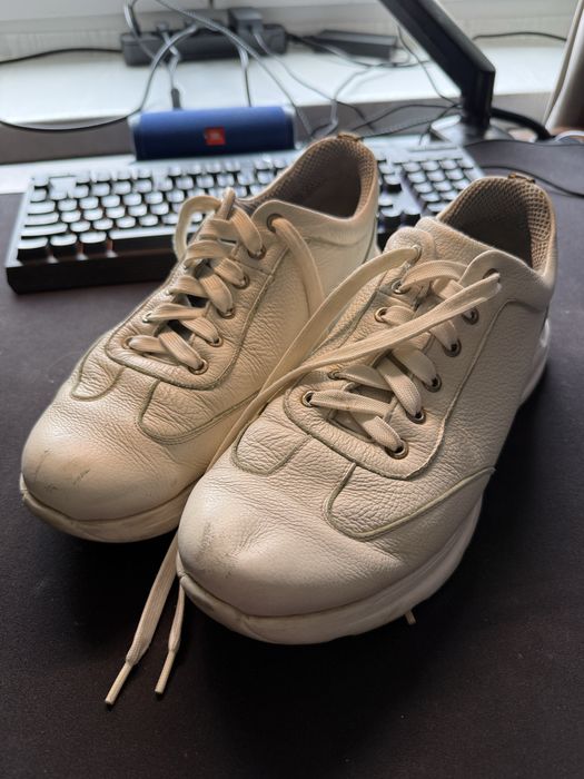 Białe skórzane sneakersy / półbuty – rozmiar 45