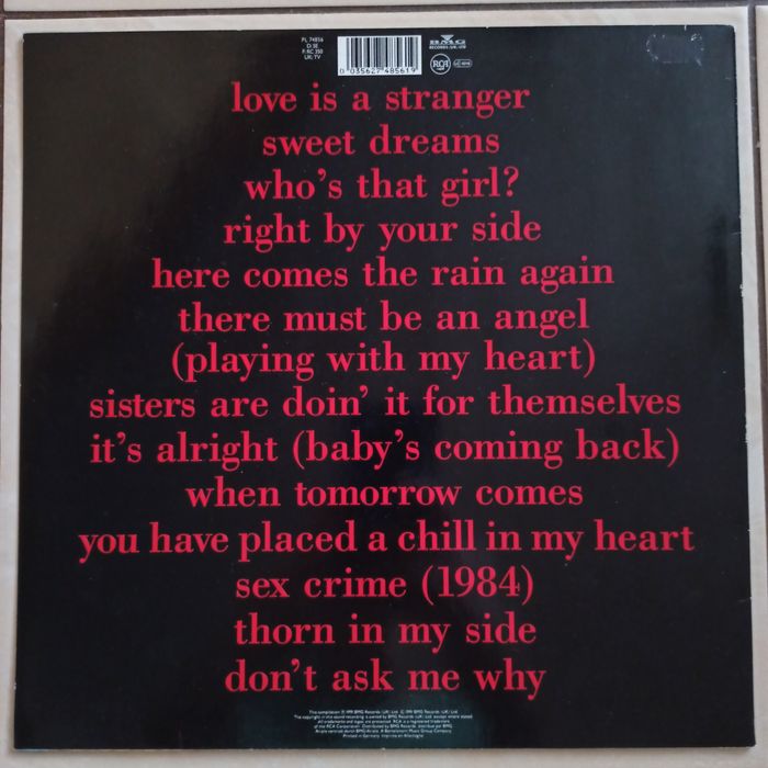 LP: Eurythmics - "Greatest hits"; stan: excellent