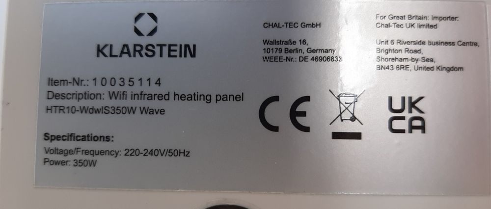 Инфракрасный обогреватель Klarstein Wonderwall Air Art Smart