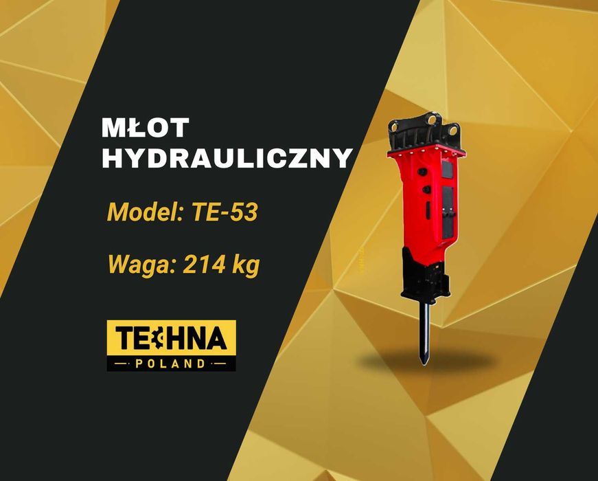 Młot hydrauliczny wyburzeniowy osprzęt do koparki  2,5-4,5t JCB CAT Kubota Bobcat Komatsu TE-53 TECHNA 214kg