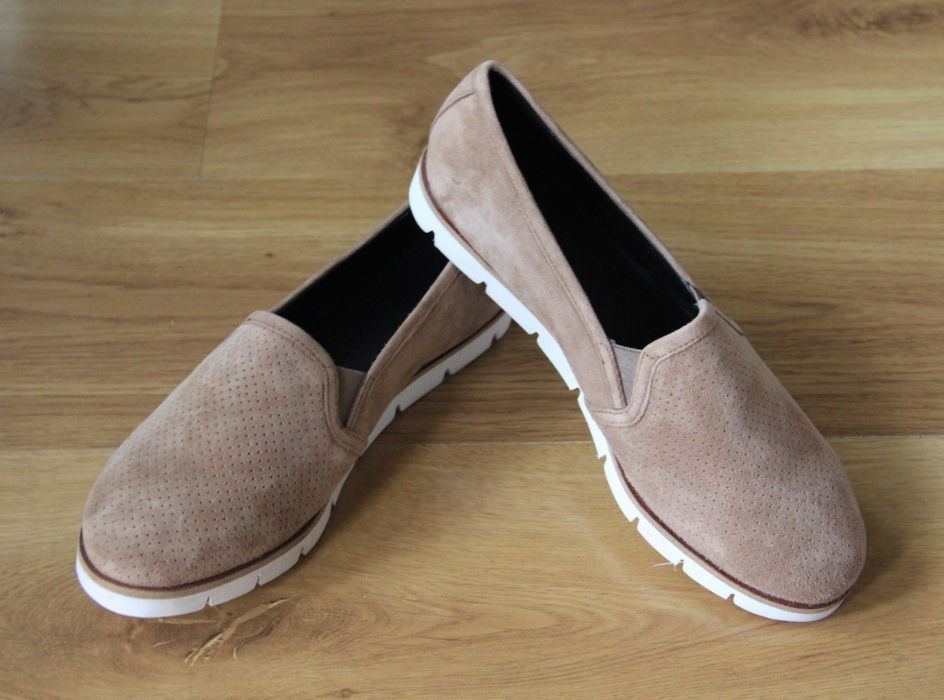 OCHNIK skórzane bydleca baleriny slip on 39 skora bezowe mokasyny