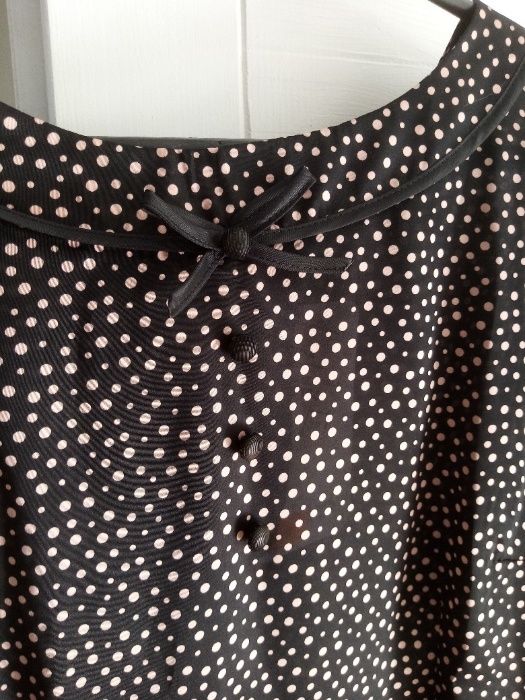 Bluzka Salko w stylu baby doll, czarna w groszki, 38, nowa z metkami