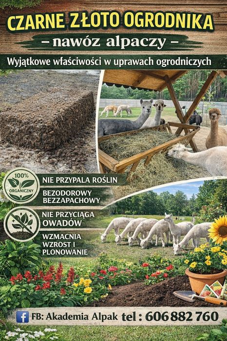 Obornik, nawóz alpaczy, "czarne złoto ogrodnika" Olsztyn Mrągowo Giżyc