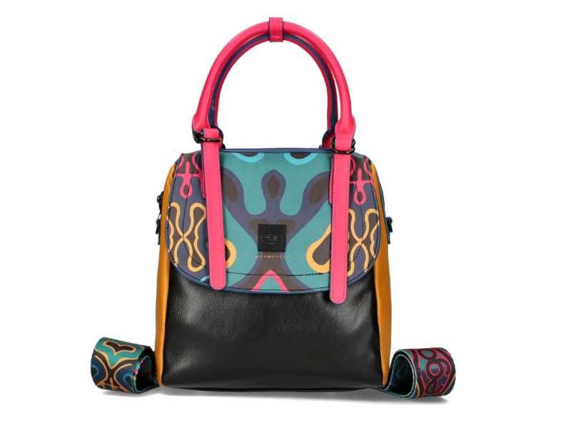 Ego torebko-plecak kolorowy z szelkami pakowny elegancki skórzany