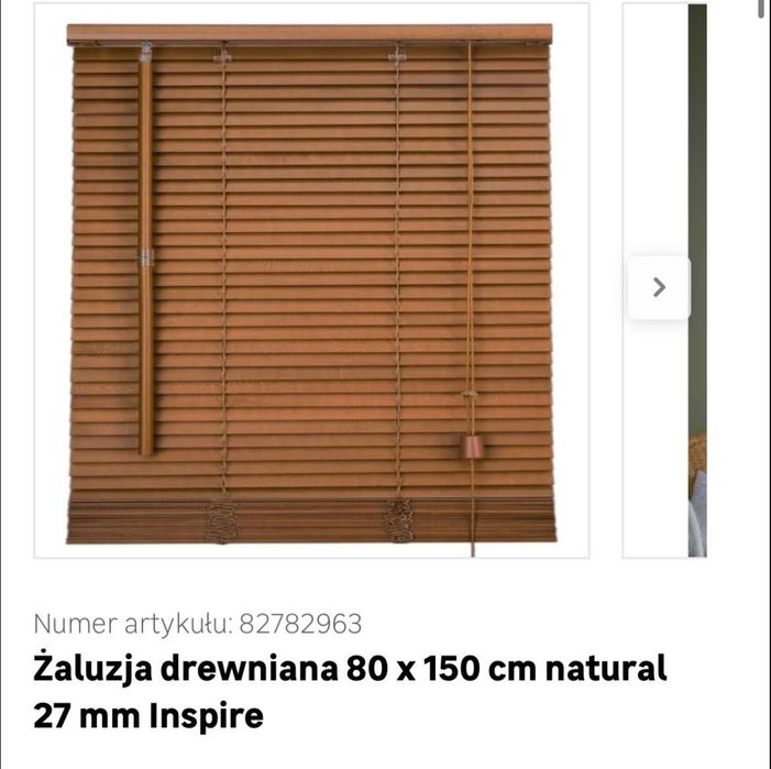 Żaluzja drewniana 80x150cm naturalny 27mm Inspire