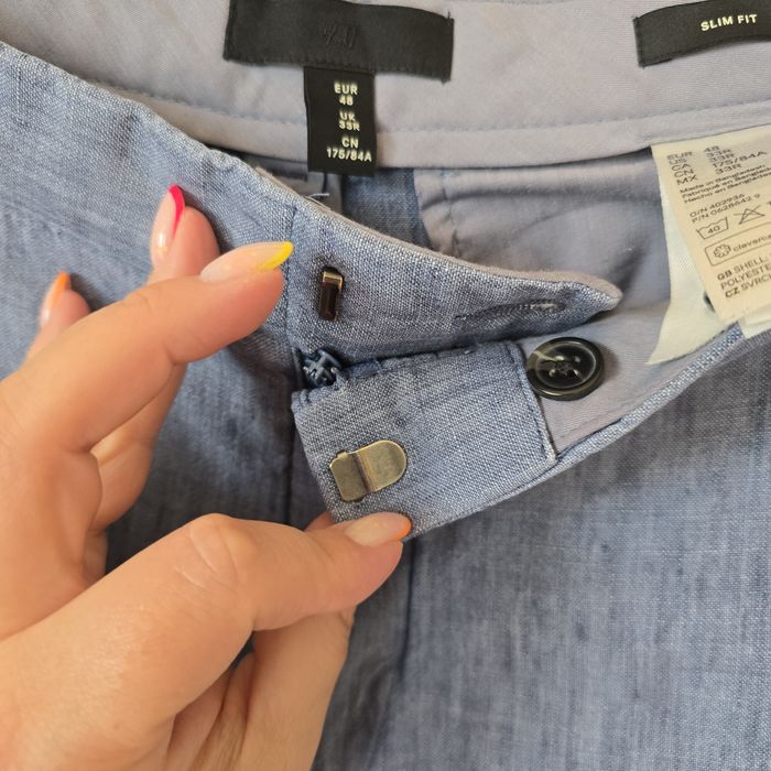 Spodnie materiałowe hm m 38 l 40 len linen długie