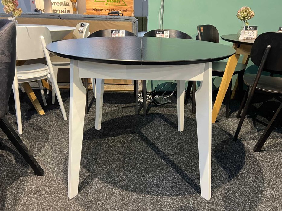 Стіл Марс Д100+40 кухонний круглий розкладний буковий на кухню бук