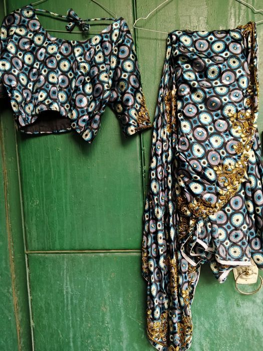 Индийское сари искусственный шелк