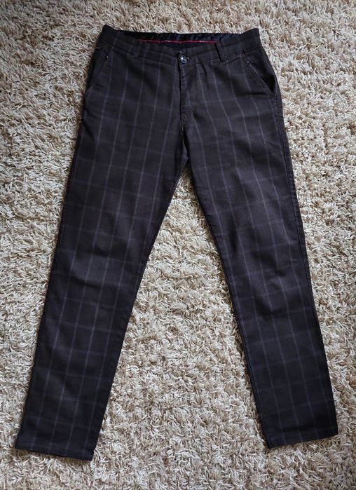 Чоловічі штани в клітинку (коричневі)