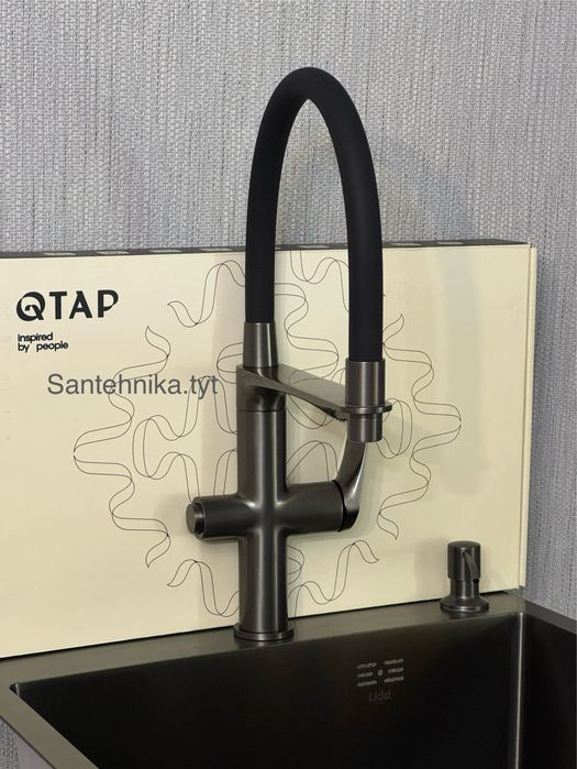 Смеситель Qtap Gunmetal PVD для кухни под фильтр осмос
