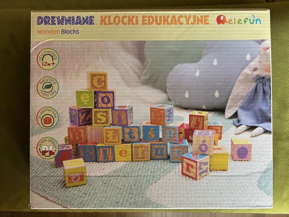 Drewniane klocki edukacyjne 30 elementów