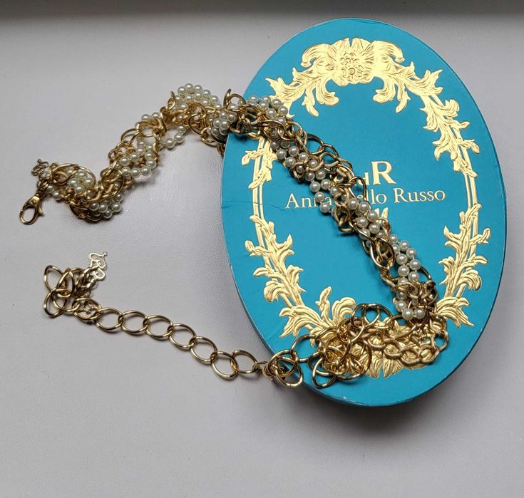 Anna Dello Russo pasek złoty , perły UNI