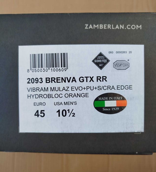 ботинки Zamberlan Brenva GTX RR (EU 45 , US 10.5 , 28.5-29 см.)