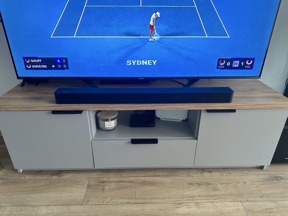 Komoda rtv szaro drewniana