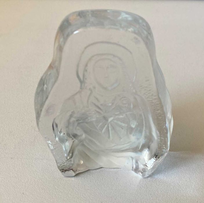 Figura de Vidro Decorativa com Motivo Religioso