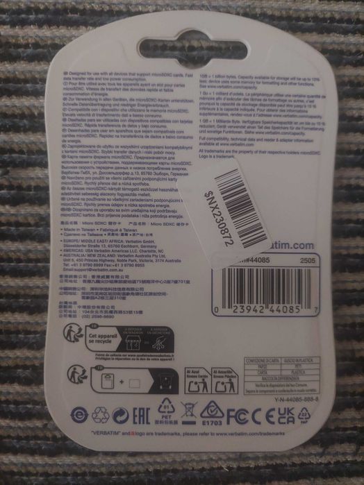 Карта пам'яті Verbatim Premium microSDXC 128GB UHS-I U1 + SD-адаптер