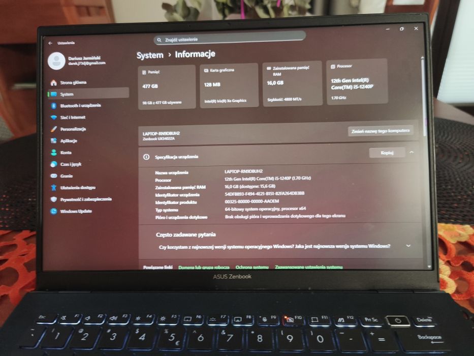 Laptop Asus zenbook