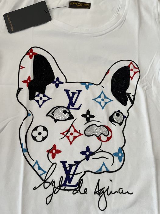 NOWA damska koszulka Louis Vuitton t-shirt LV L XL pies dog