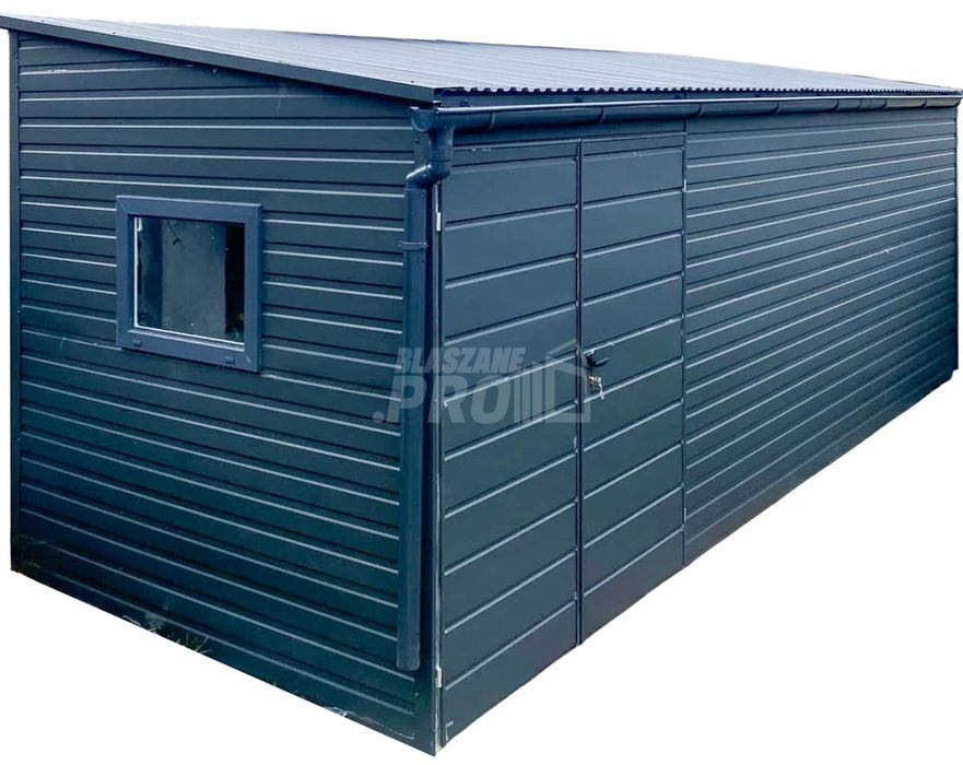 Schowek - Domek ogrodowy 5x2,5m  antracyt - dach spad w przód GP617