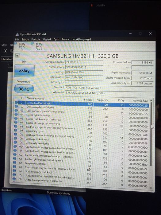 Dysk 320gb 2,5 #m18