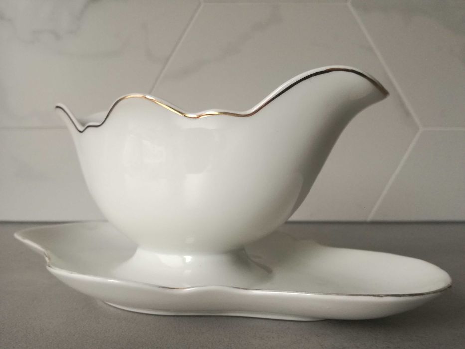 Przedwojenna sosjerka z łyżką porcelana Giesche 1929/1939