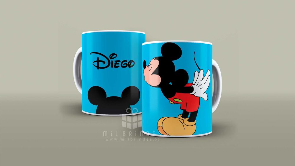 Canecas Mickey e Minnie dando beijo quando juntas 2