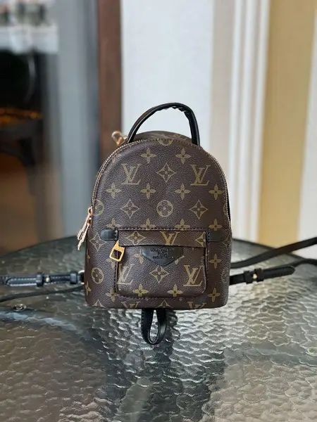 Рюкзак з принтом Louis Vuitton міні коричневий