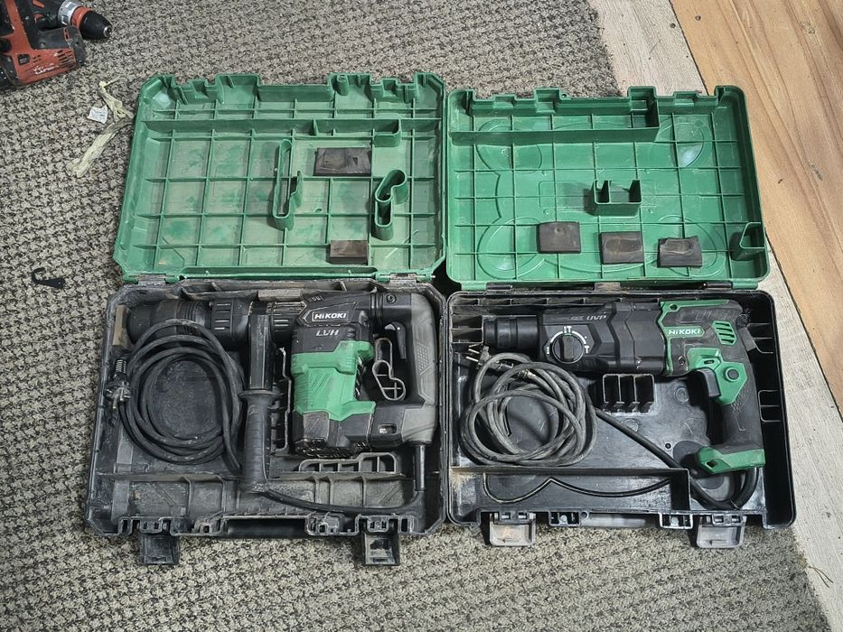 Hikoki młotowiertarka SDS plus, bezszczotkowy dh28pec, i młot szczotkowy SDS max h 41mb2.