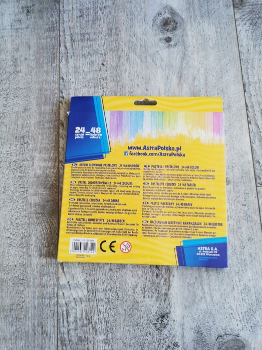 Kredki pastelowe 24 sztuki =48 kolorów Astra nowe