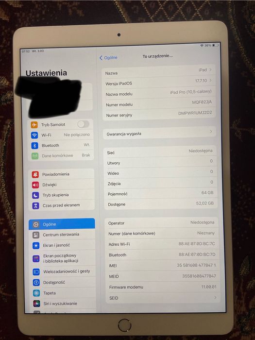 iPad Pro 10,5” 64GB Wi-Fi+Cellular 4G/LTE–bardzo dobry stan