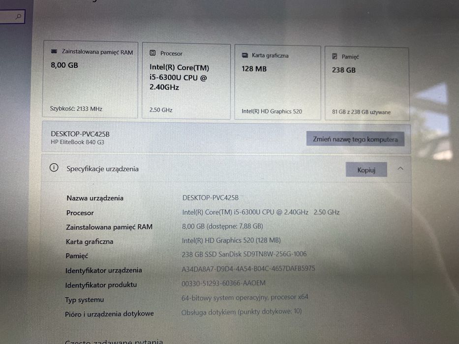 HP EliteBook 840 G3 256 GB
