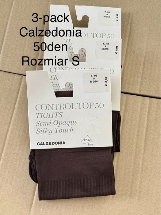3-pack brazowe czekoladowe rajstopy 50den calzedonia S