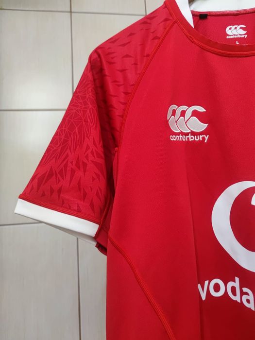 bluzka koszulka L sportowa Jersey rugby czerwona biała running Canterb